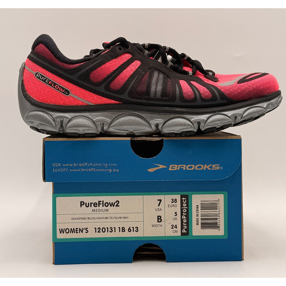 Brooks PUREFLOW2 Women's NEW Running Sneaker Black/Pink US Size 7 - Picture 11 of 11